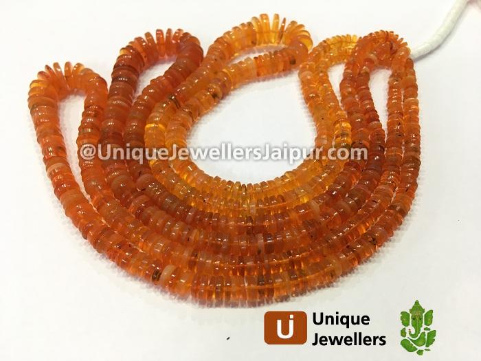 Fire Opal Smooth Tyre Beads